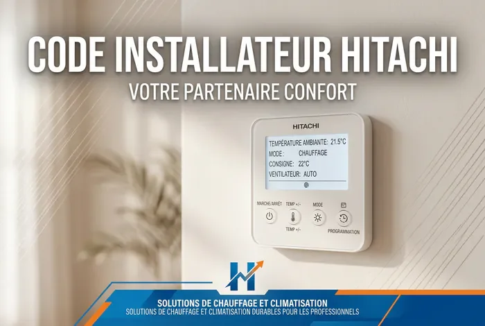 Code installateur PAC Hitachi : Accès menu technicien - PAC Hitachi : Les 2 codes secrets pour débloquer le menu - Comment trouver le code installateur d'une PAC Hitachi ? Miniature représentant le code installateur pour pompe à chaleur Hitachi